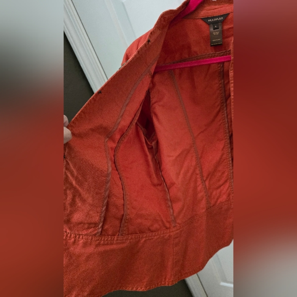 Multiples Burn Orange Lightweight Jacket Size Sma… - image 4